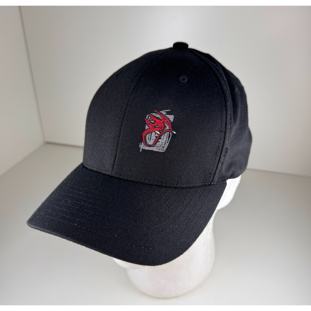 Y2K Polaris RMK Red Dragon Snowmobile Mens L/XL Fitted Black Hat Cap 00s Flexfit